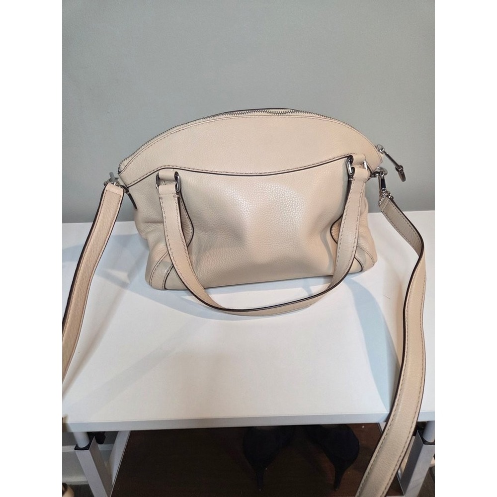 Ralph Lauren Lauren Satchel Handbag Cream Pebble Leather Crossbody Medium Bag - Picture 3 of 6